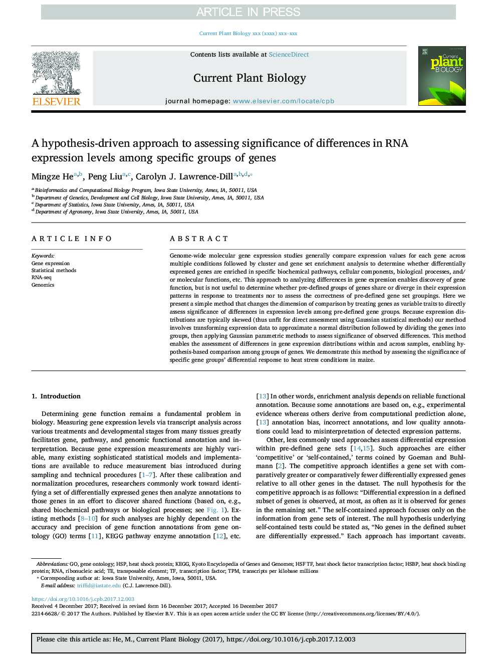 A hypothesis-driven approach to assessing significance of differences in RNA expression levels among specific groups of genes