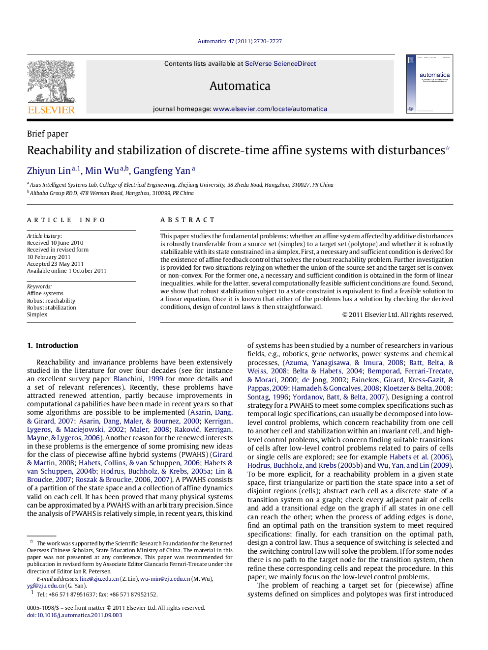 Reachability and stabilization of discrete-time affine systems with disturbances 