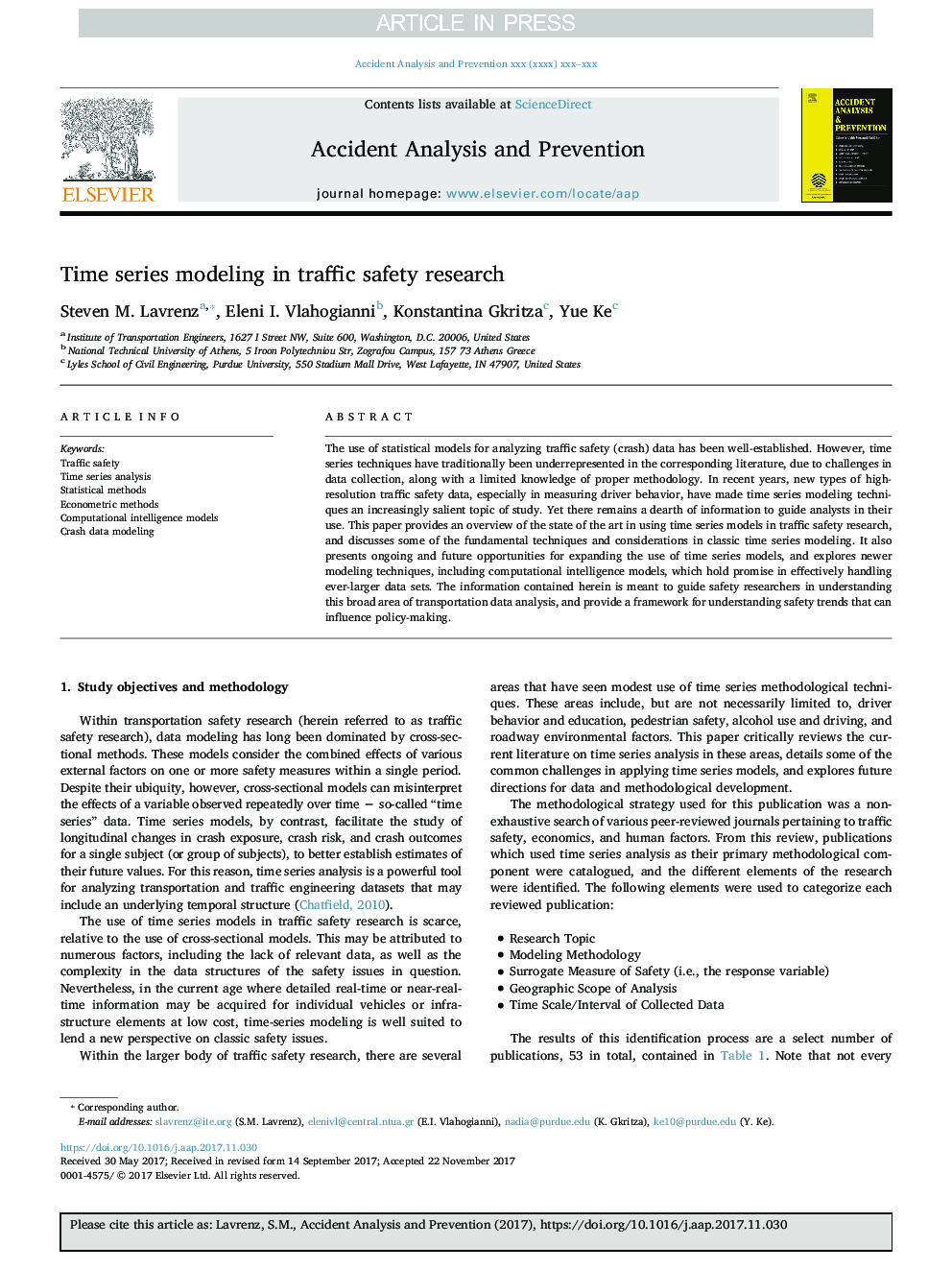 مدل سازی سری زمانی در تحقیقات ایمنی ترافیک 