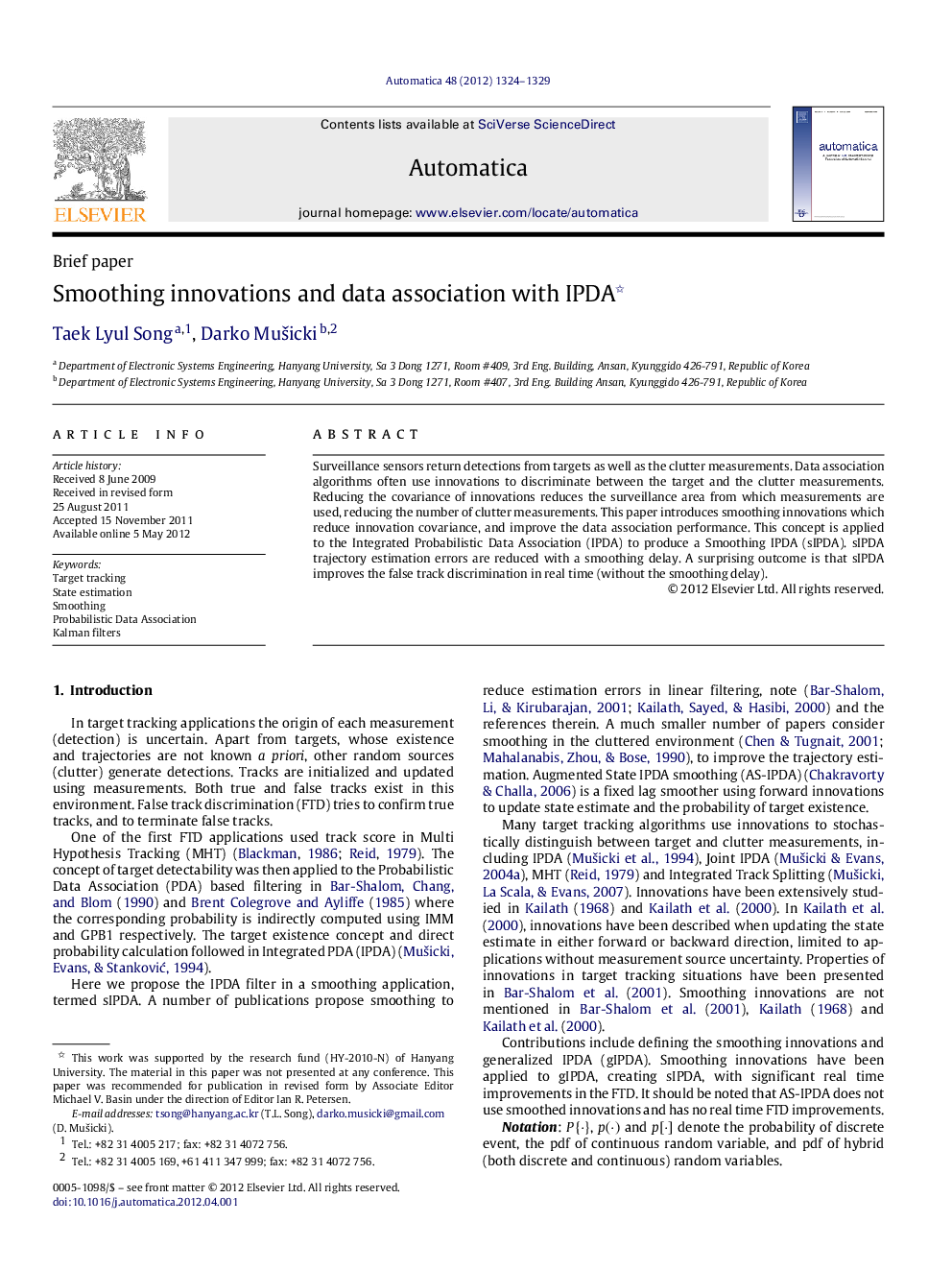 Smoothing innovations and data association with IPDA 