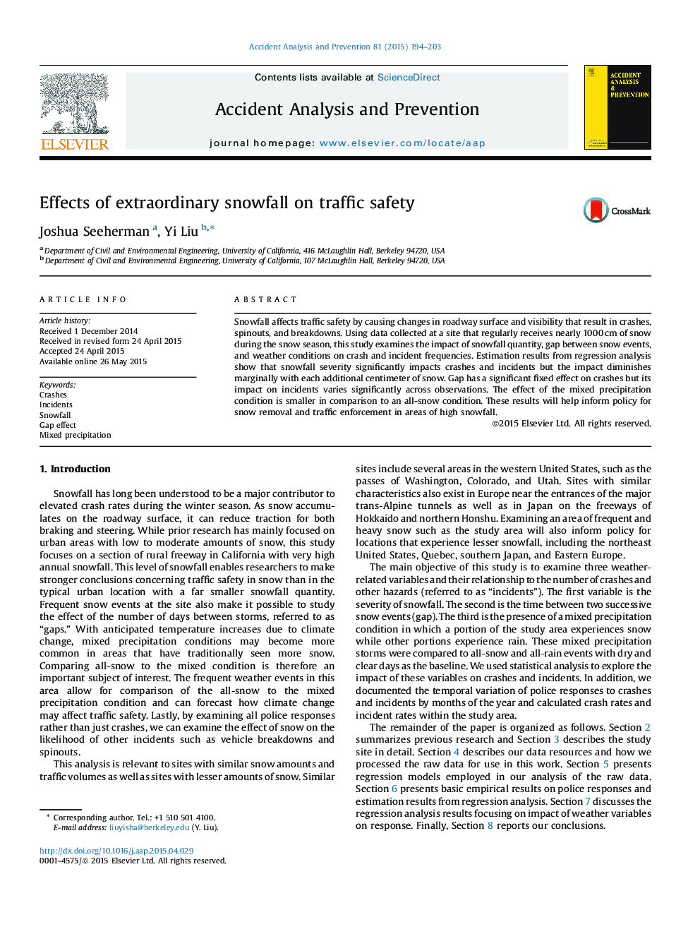 Effects of extraordinary snowfall on traffic safety