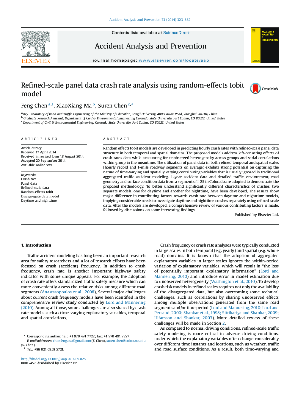 Refined-scale panel data crash rate analysis using random-effects tobit model