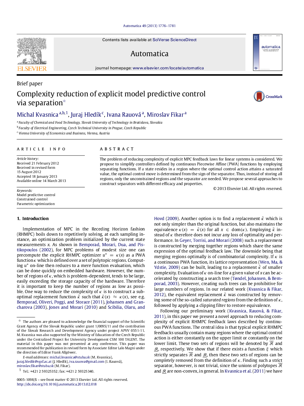 Complexity reduction of explicit model predictive control via separation 