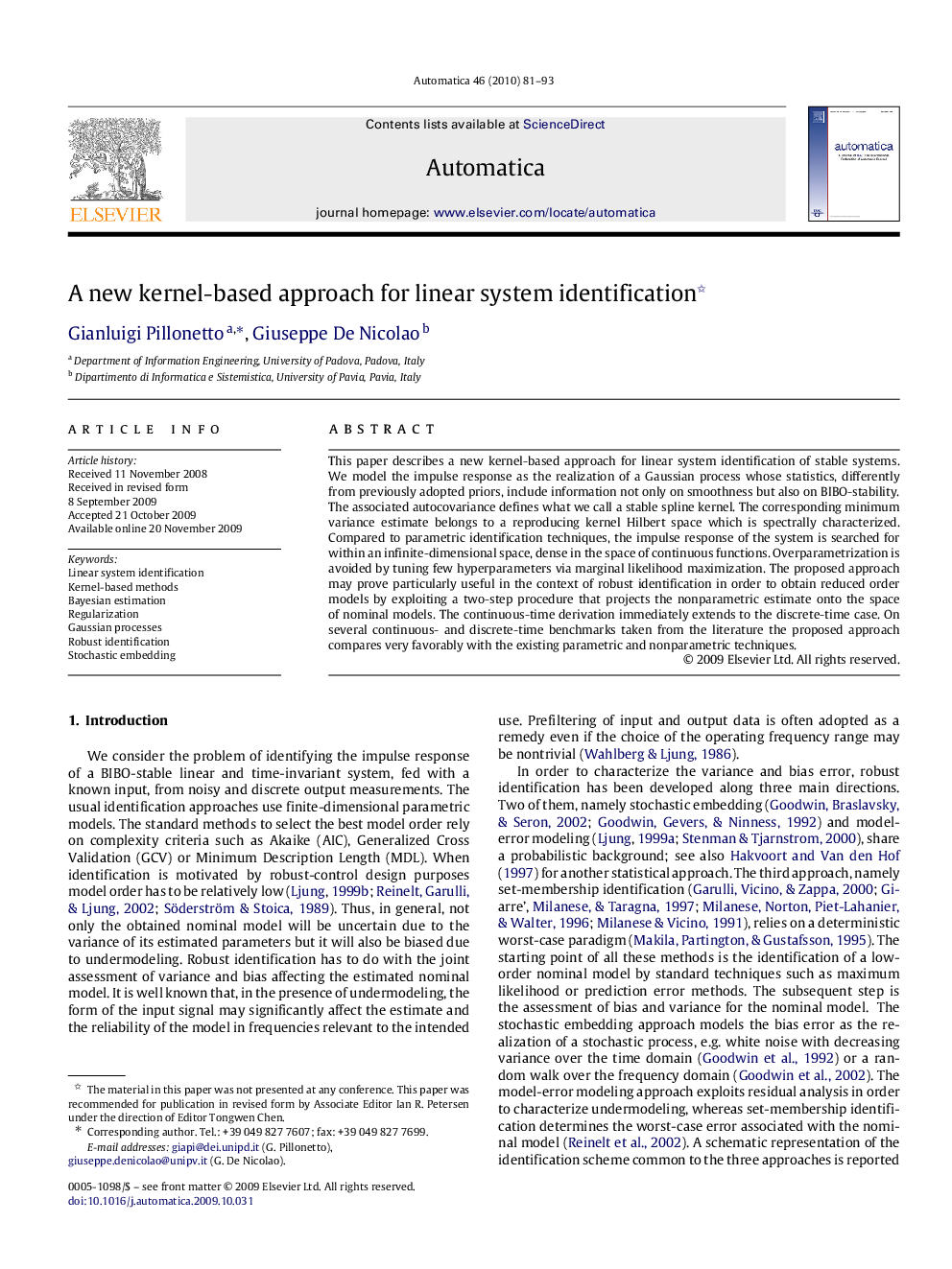 عکس صفحه اول مقاله: A new kernel-based approach for linear system identification A new kernel-based approach for linear system identification