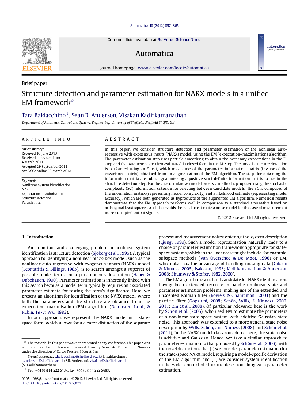 Structure detection and parameter estimation for NARX models in a unified EM framework 