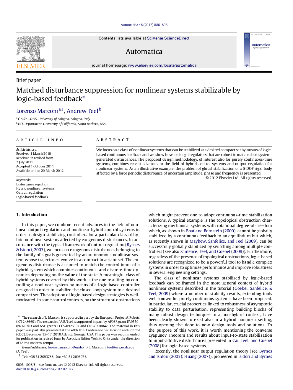 Matched disturbance suppression for nonlinear systems stabilizable by logic-based feedback 