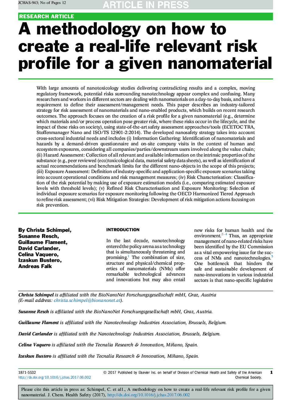 A methodology on how to create a real-life relevant risk profile for a given nanomaterial