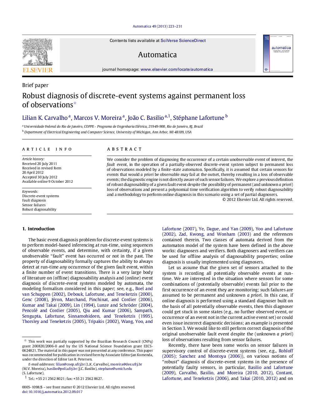 Robust diagnosis of discrete-event systems against permanent loss of observations 