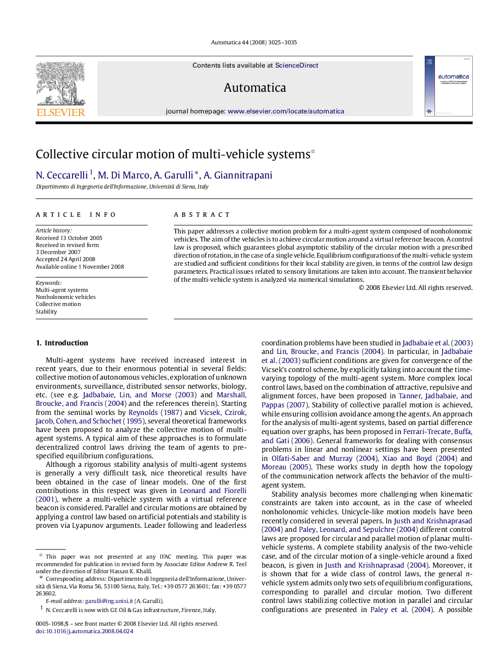 Collective circular motion of multi-vehicle systems 