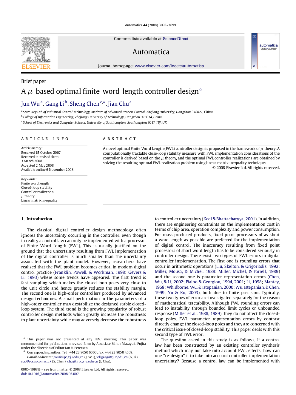 A Î¼-based optimal finite-word-length controller design