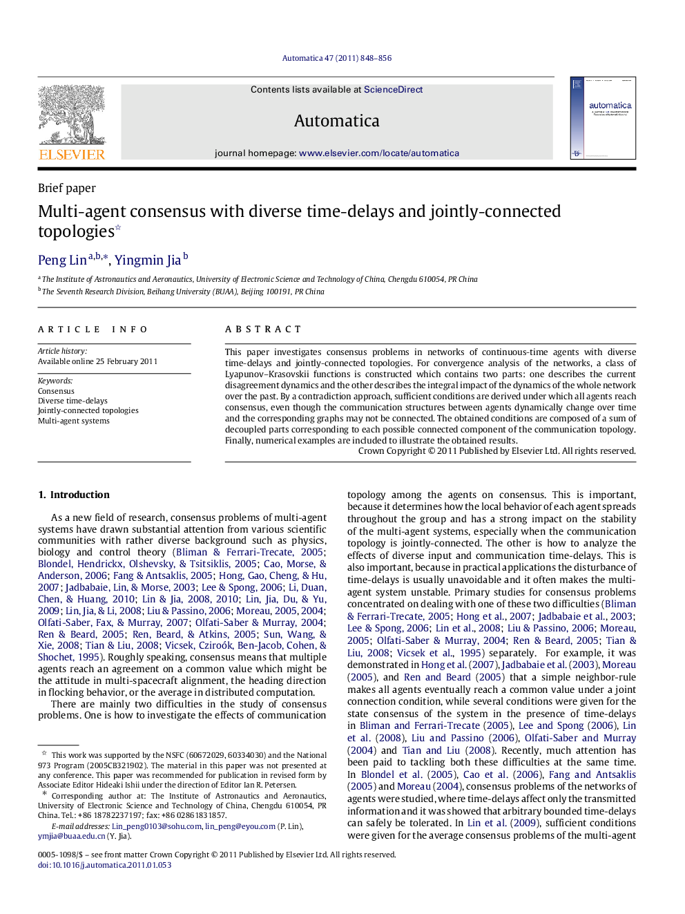 Multi-agent consensus with diverse time-delays and jointly-connected topologies 