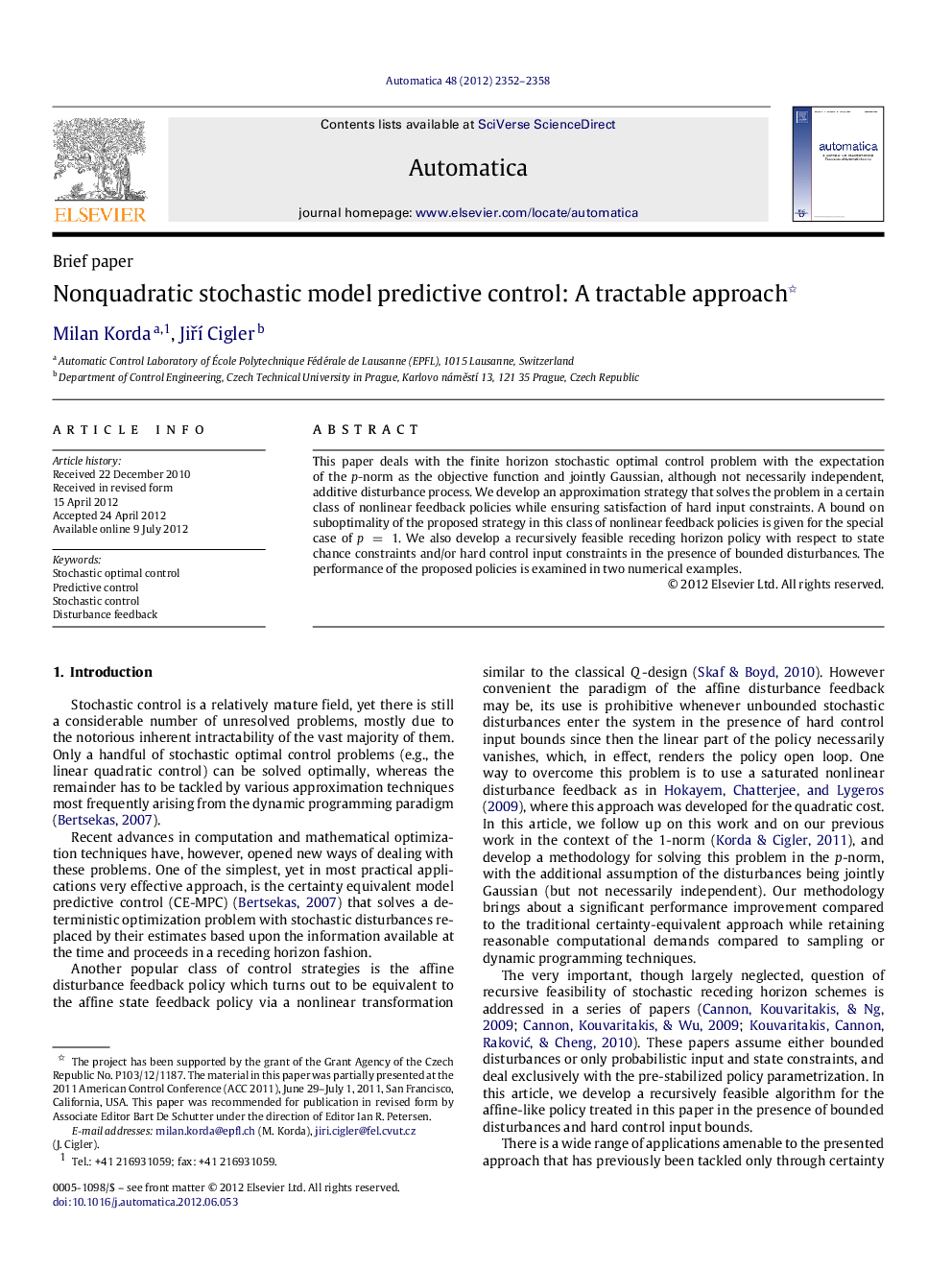 Nonquadratic stochastic model predictive control: A tractable approach 