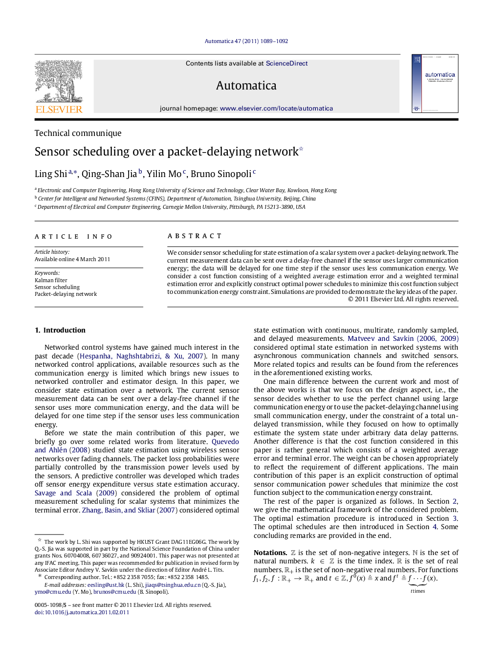 Sensor scheduling over a packet-delaying network 