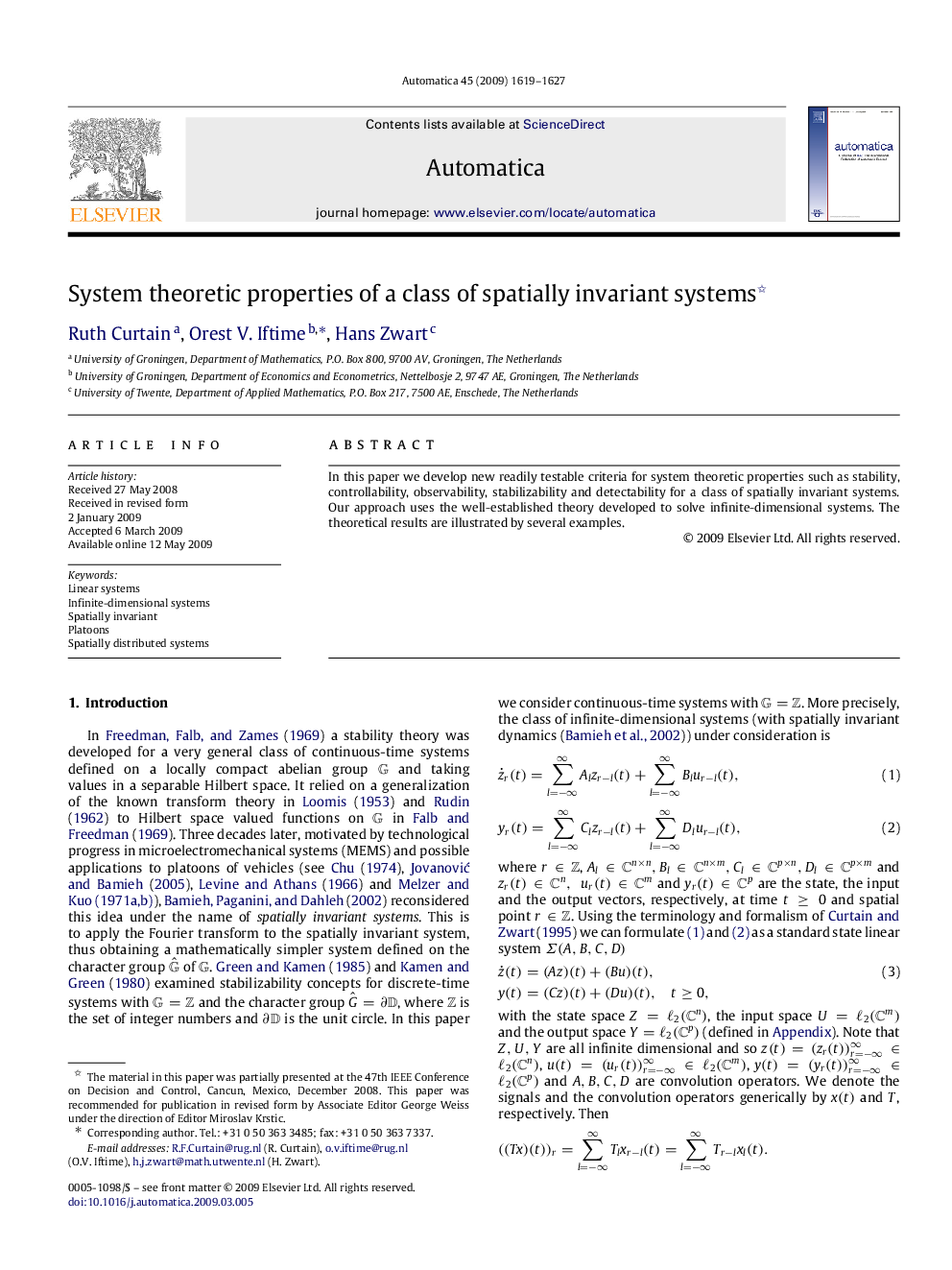 System theoretic properties of a class of spatially invariant systems 