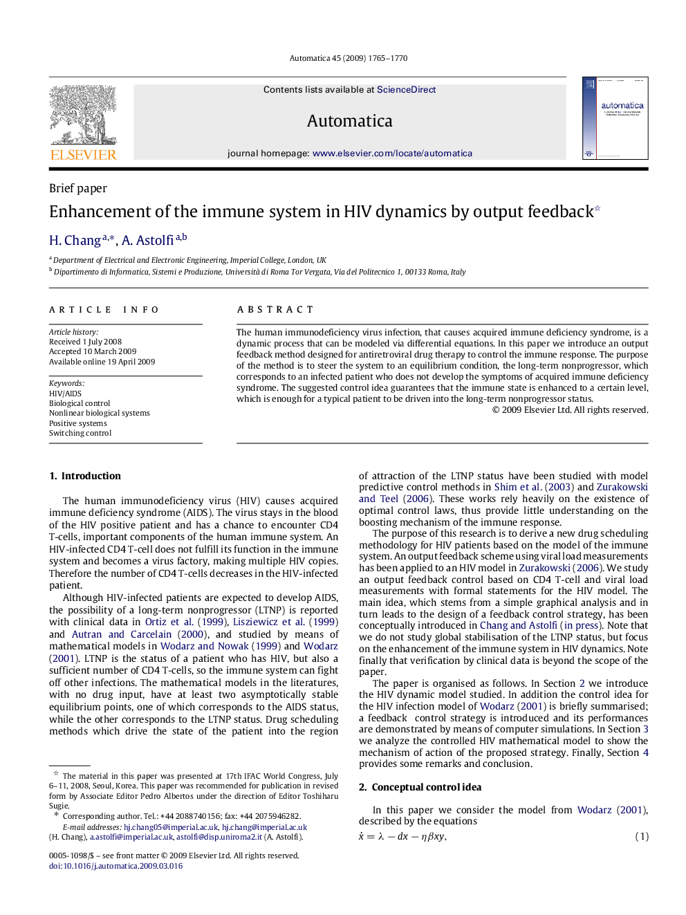 Enhancement of the immune system in HIV dynamics by output feedback 