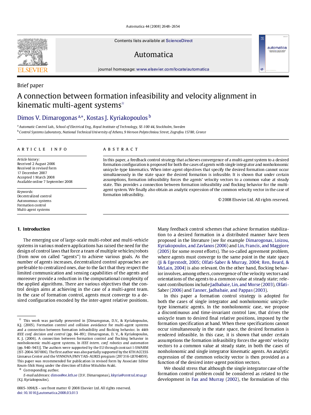 A connection between formation infeasibility and velocity alignment in kinematic multi-agent systems 