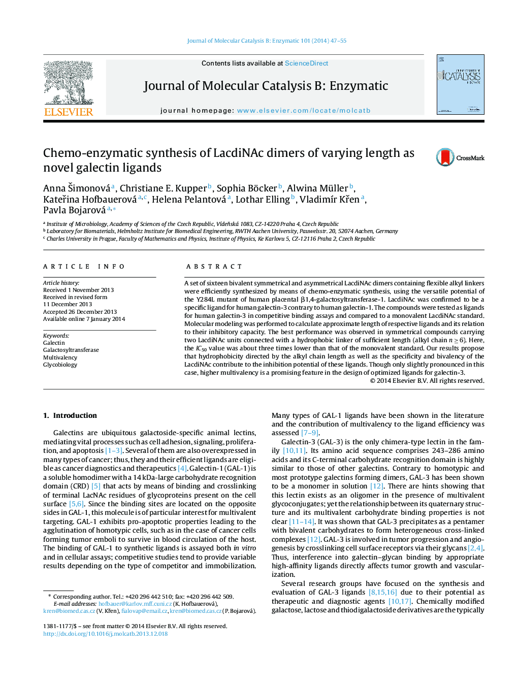 Chemo-enzymatic synthesis of LacdiNAc dimers of varying length as novel galectin ligands