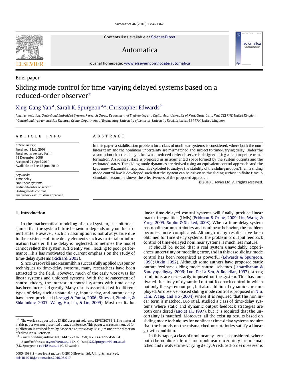 Sliding mode control for time-varying delayed systems based on a reduced-order observer 