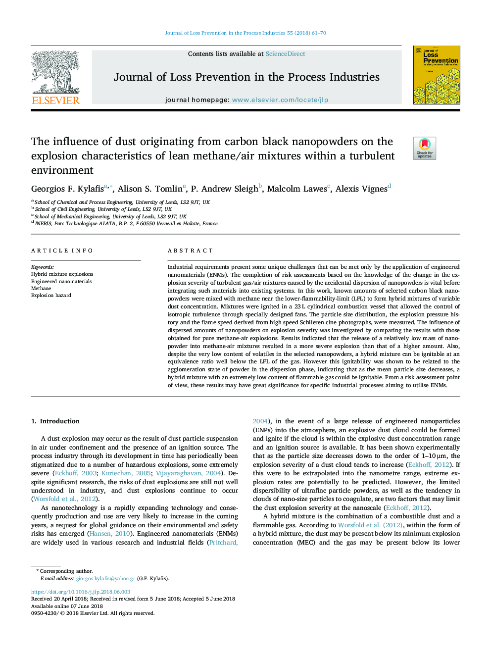 The influence of dust originating from carbon black nanopowders on the explosion characteristics of lean methane/air mixtures within a turbulent environment