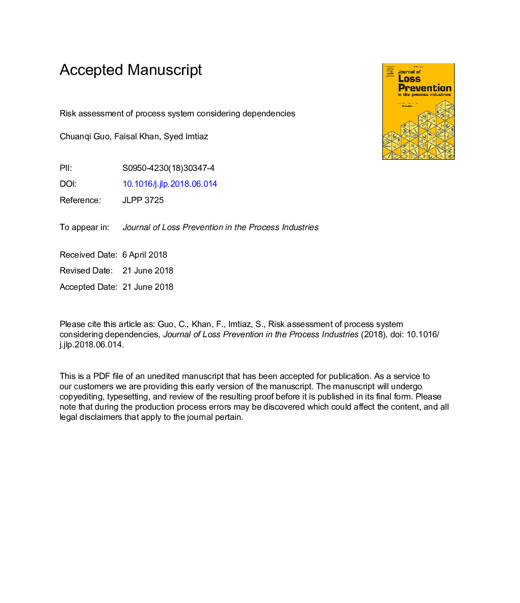 Risk assessment of process system considering dependencies