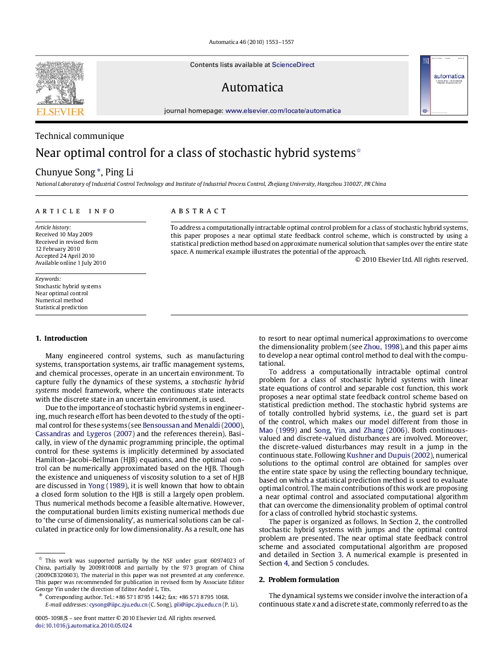 Near optimal control for a class of stochastic hybrid systems 