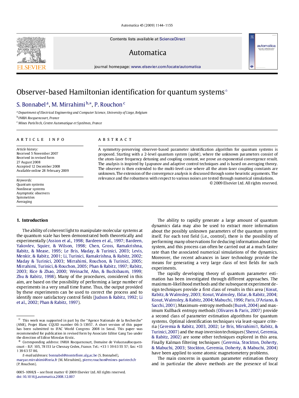 Observer-based Hamiltonian identification for quantum systems 