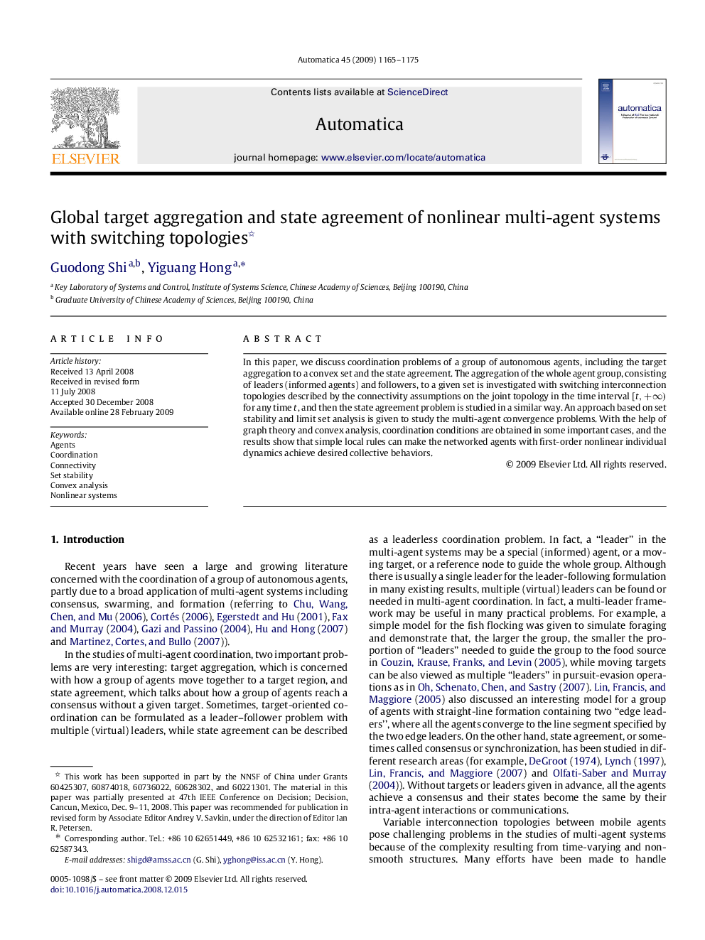 Global target aggregation and state agreement of nonlinear multi-agent systems with switching topologies 