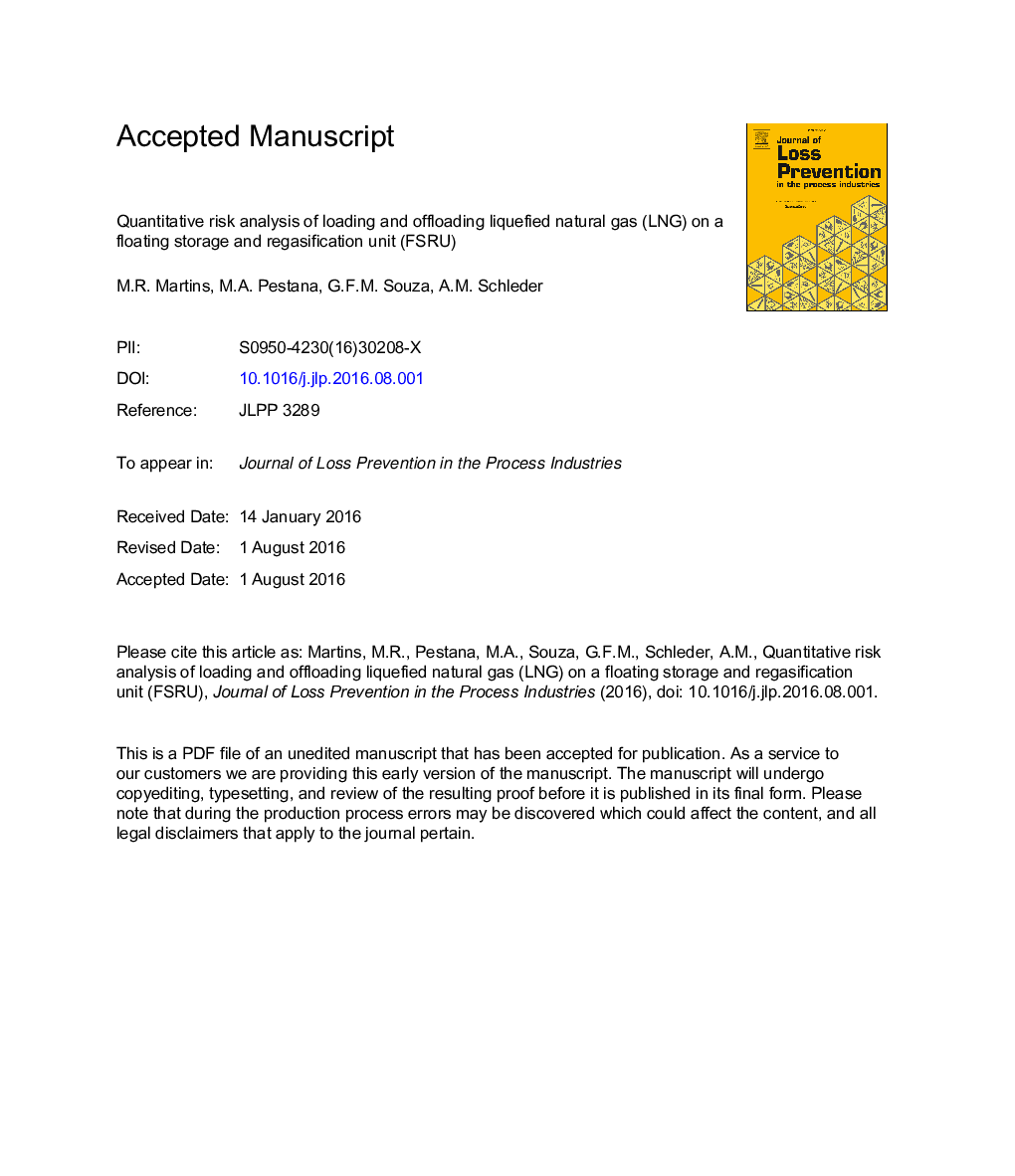 Quantitative risk analysis of loading and offloading liquefied natural gas (LNG) on a floating storage and regasification unit (FSRU)