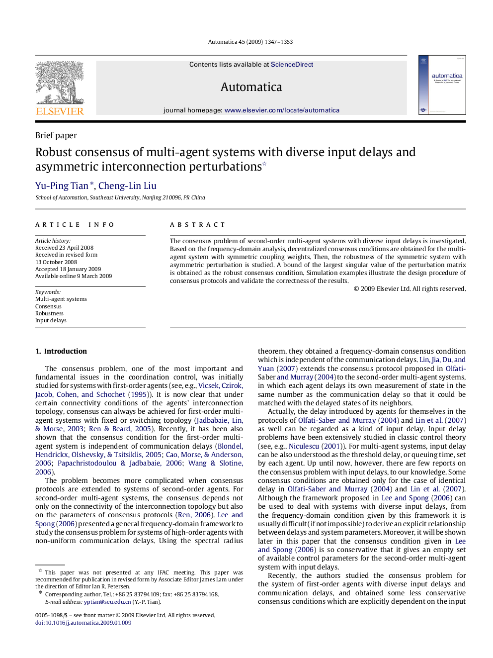 Robust consensus of multi-agent systems with diverse input delays and asymmetric interconnection perturbations 