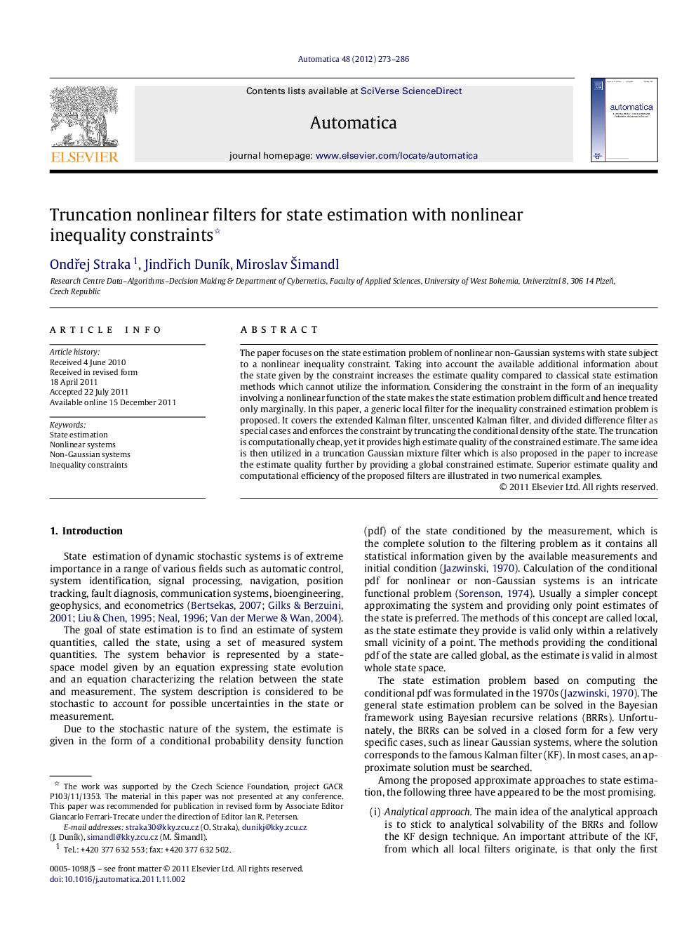 Truncation nonlinear filters for state estimation with nonlinear inequality constraints 