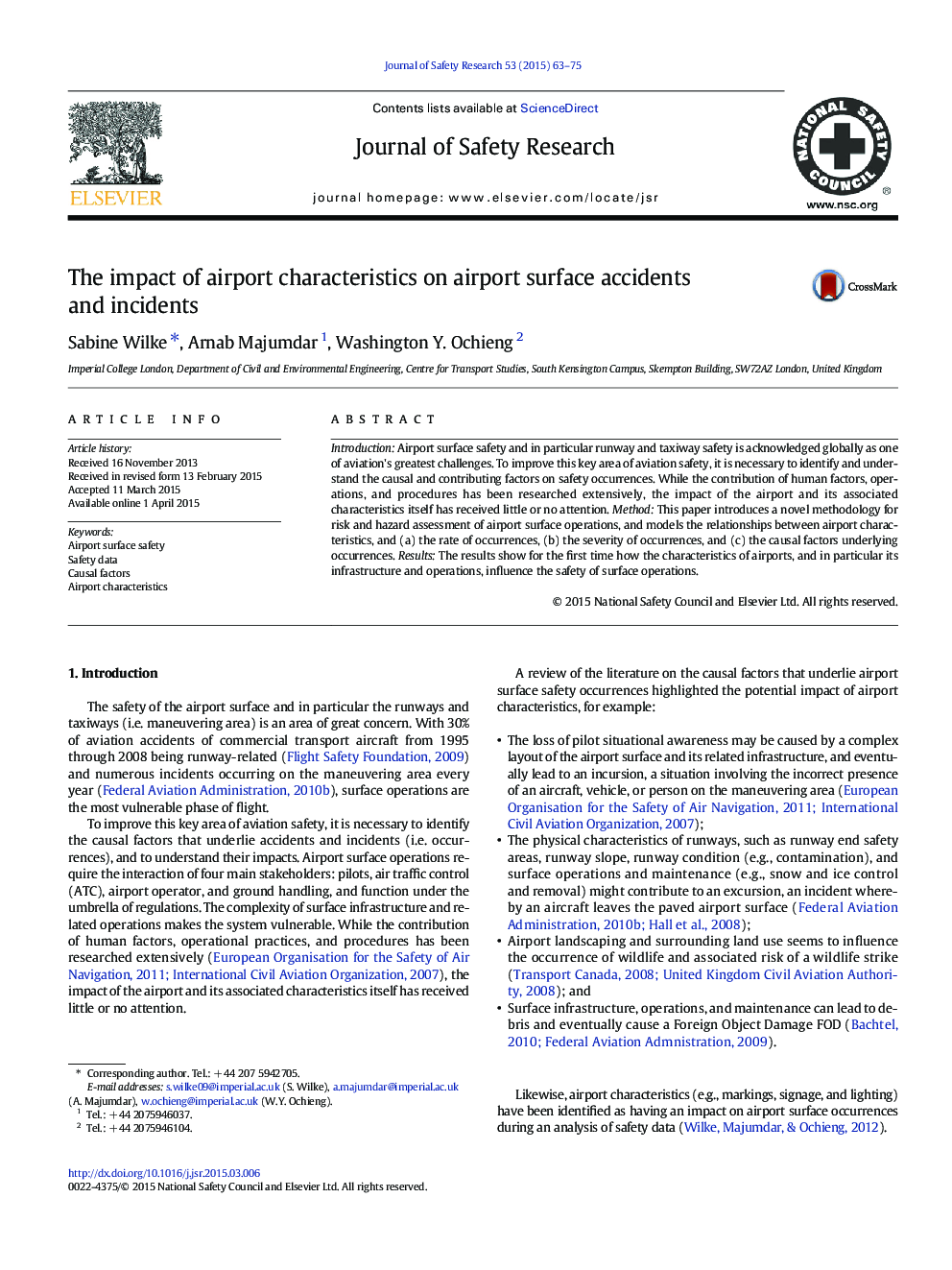 The impact of airport characteristics on airport surface accidents and incidents