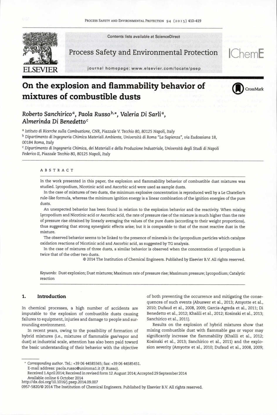 On the explosion and flammability behavior of mixtures of combustible dusts