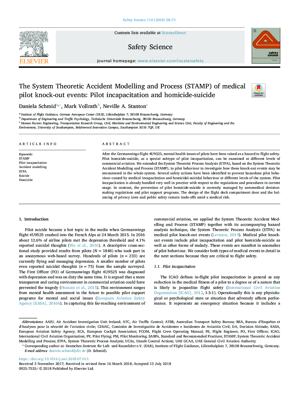 The System Theoretic Accident Modelling and Process (STAMP) of medical pilot knock-out events: Pilot incapacitation and homicide-suicide