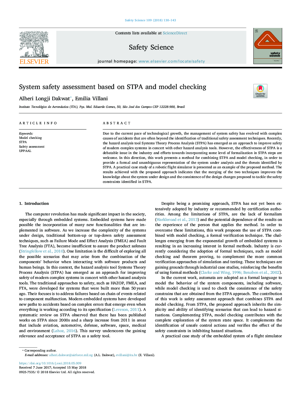 System safety assessment based on STPA and model checking