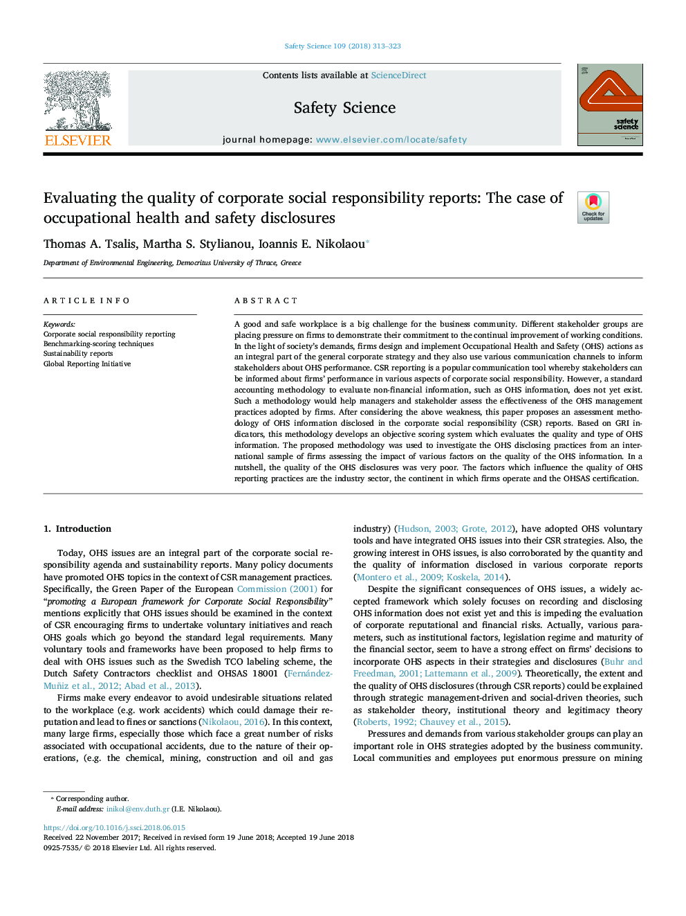 Evaluating the quality of corporate social responsibility reports: The case of occupational health and safety disclosures