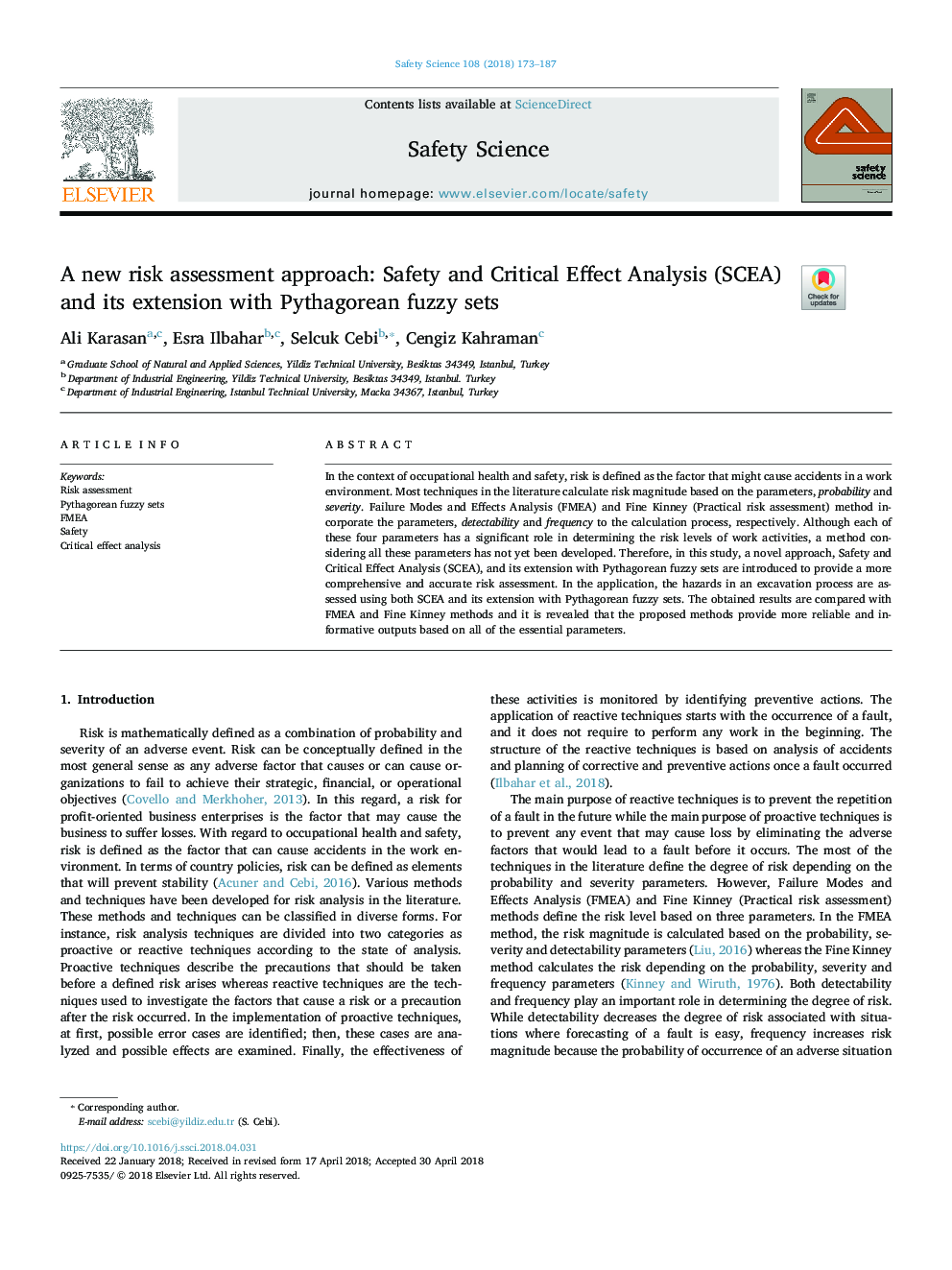 A new risk assessment approach: Safety and Critical Effect Analysis (SCEA) and its extension with Pythagorean fuzzy sets