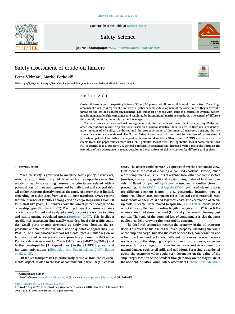 Safety assessment of crude oil tankers