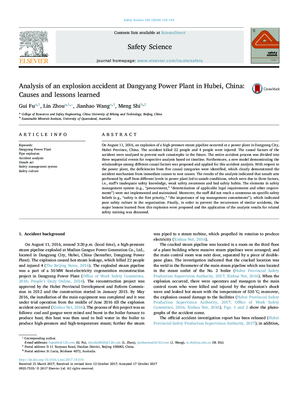 Analysis of an explosion accident at Dangyang Power Plant in Hubei, China: Causes and lessons learned