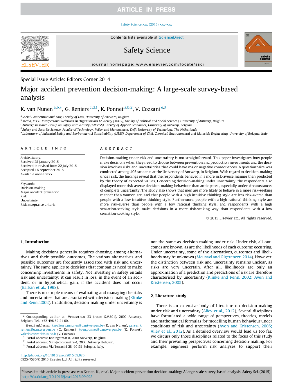 Major accident prevention decision-making: A large-scale survey-based analysis