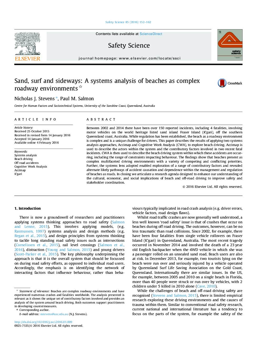 Sand, surf and sideways: A systems analysis of beaches as complex roadway environments