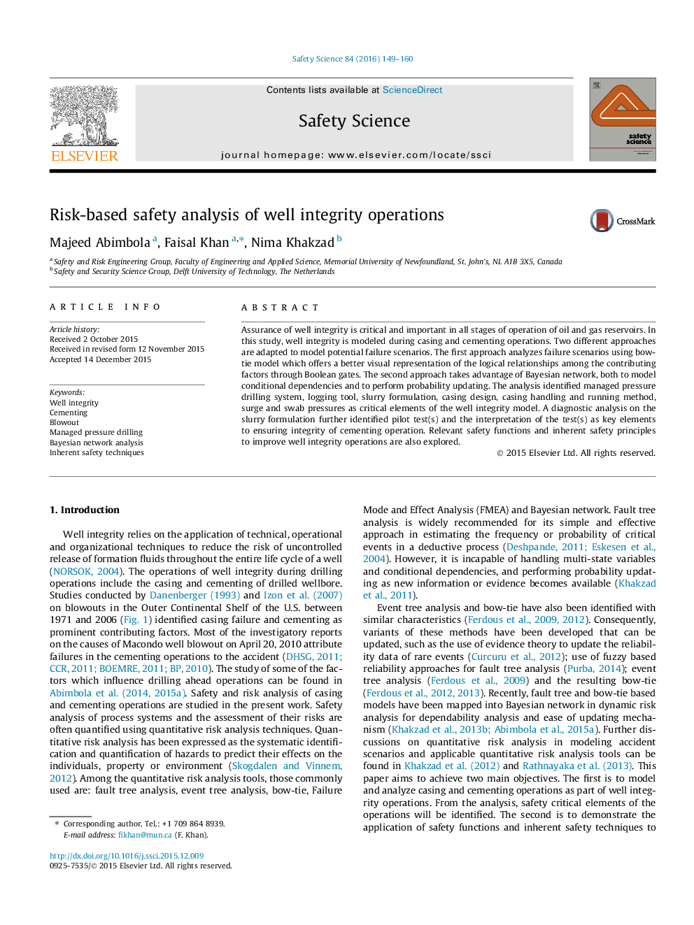 Risk-based safety analysis of well integrity operations