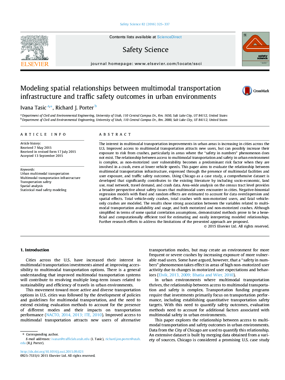 Modeling spatial relationships between multimodal transportation infrastructure and traffic safety outcomes in urban environments