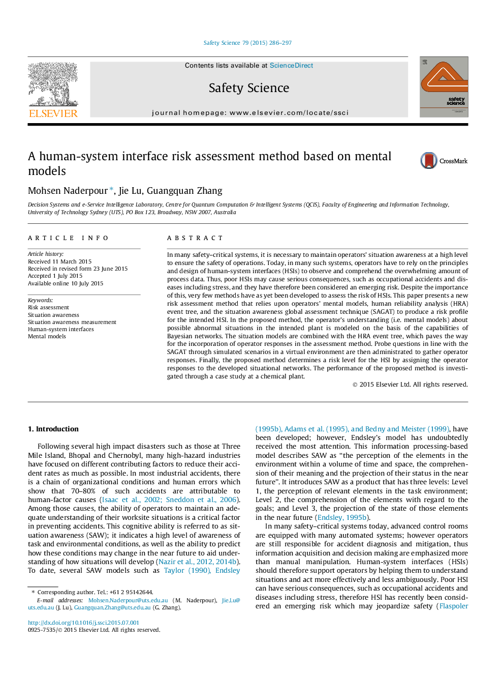 A human-system interface risk assessment method based on mental models