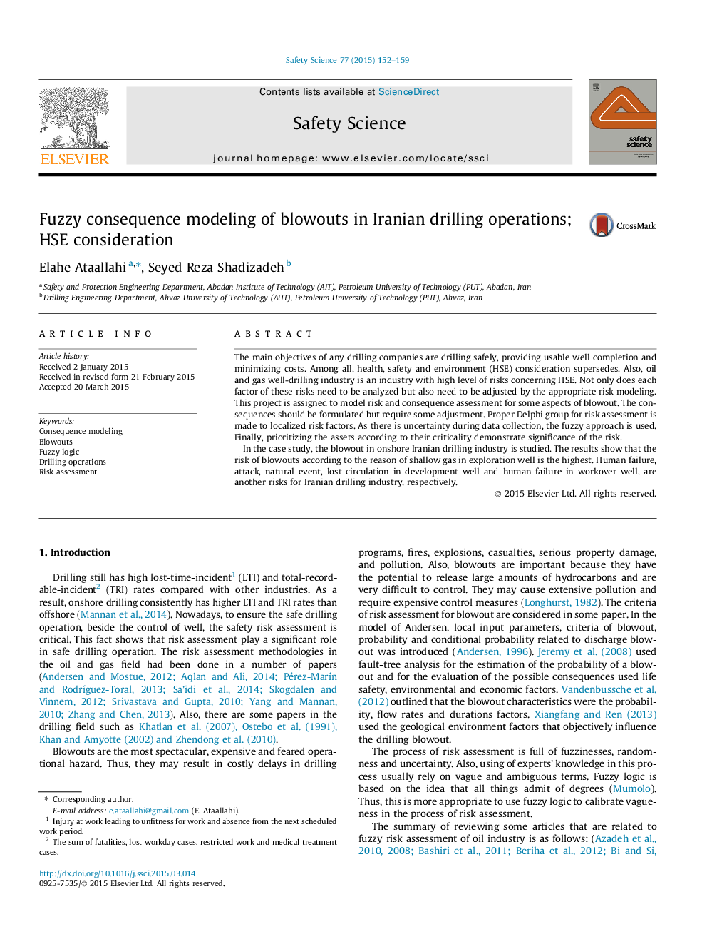 Fuzzy consequence modeling of blowouts in Iranian drilling operations; HSE consideration