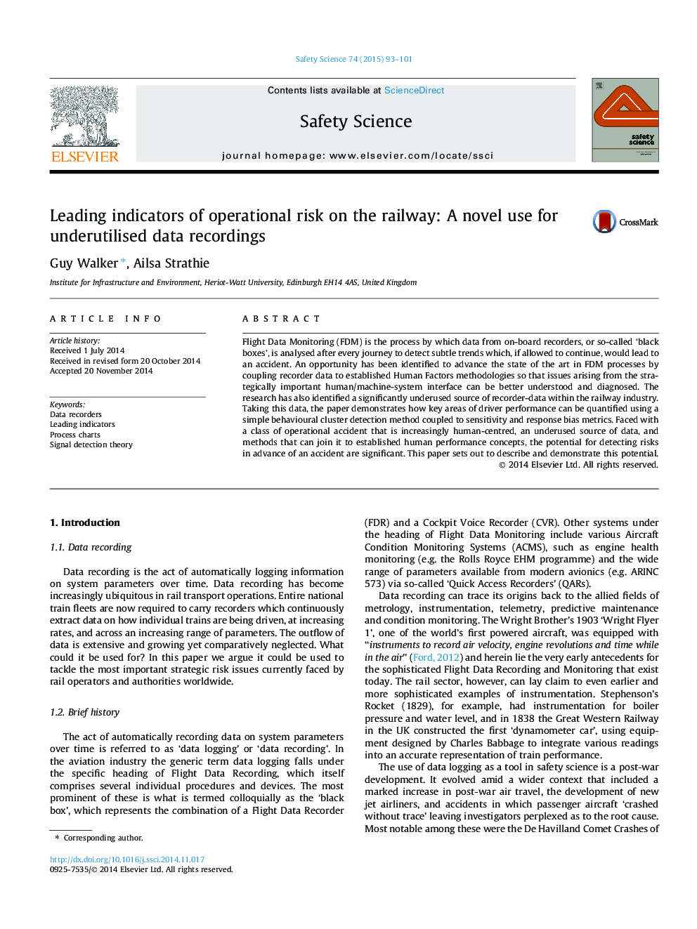 Leading indicators of operational risk on the railway: A novel use for underutilised data recordings