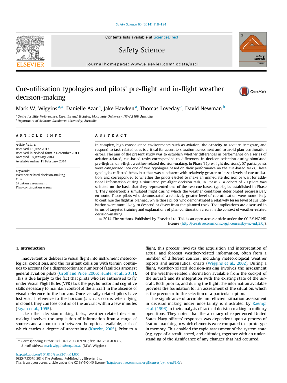 Cue-utilisation typologies and pilots' pre-flight and in-flight weather decision-making