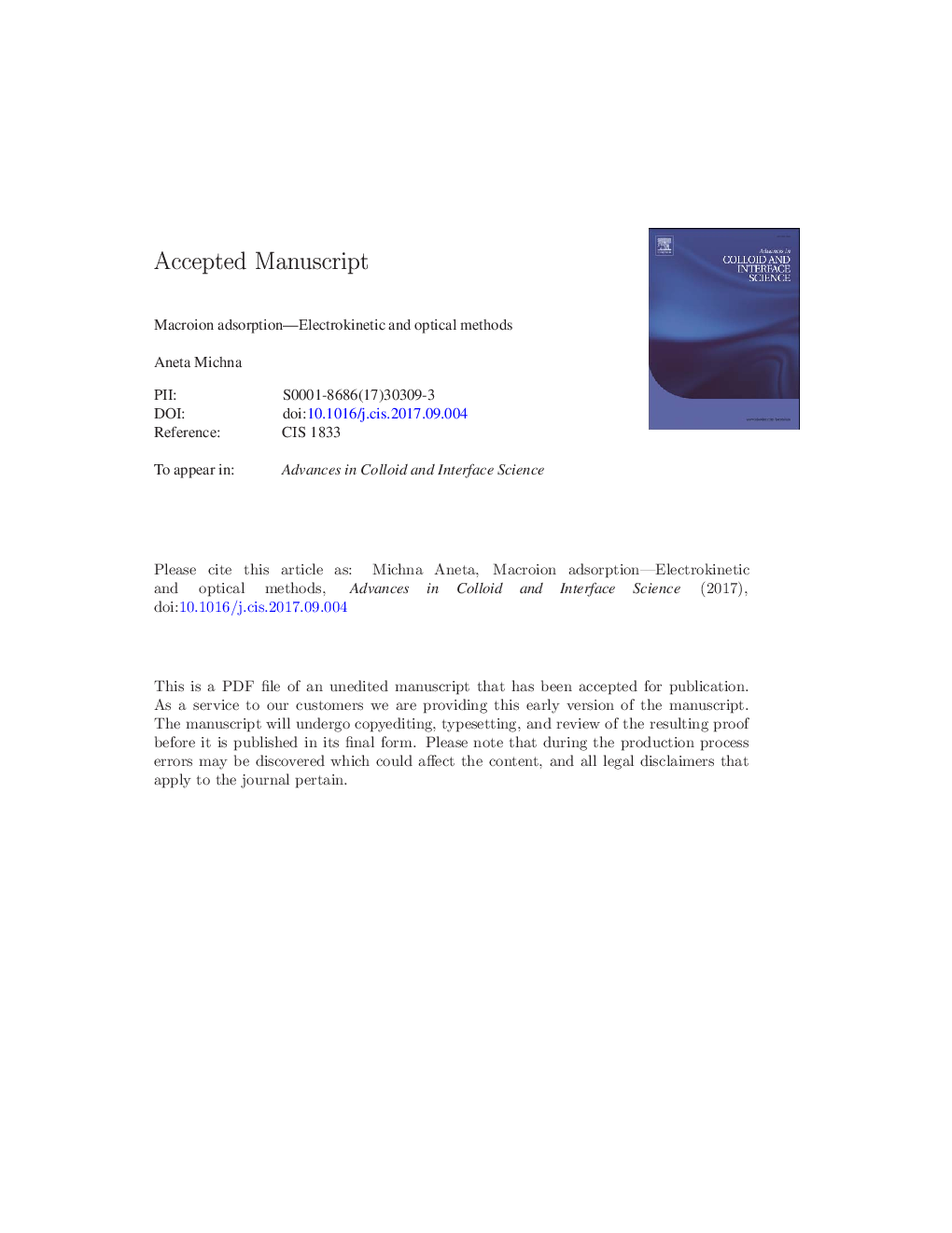 Macroion adsorption-electrokinetic and optical methods