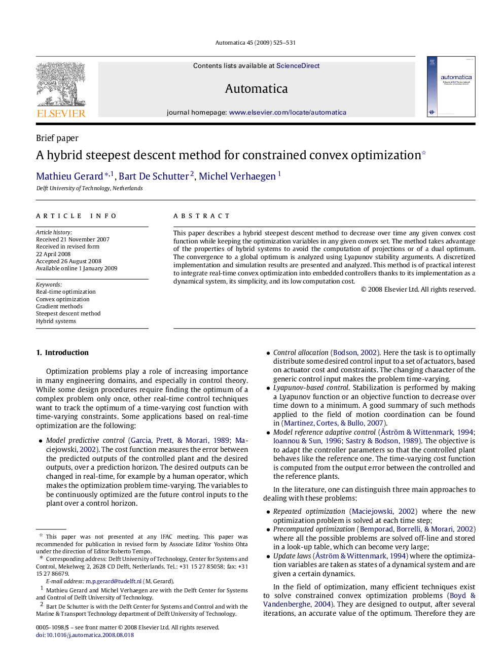 A hybrid steepest descent method for constrained convex optimization 