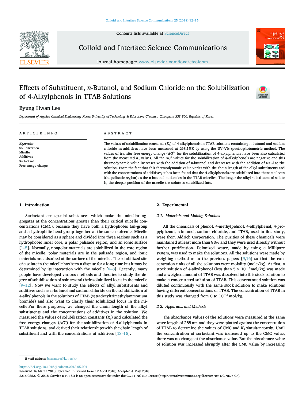 Effects of Substituent, n-Butanol, and Sodium Chloride on the Solubilization of 4-Alkylphenols in TTAB Solutions