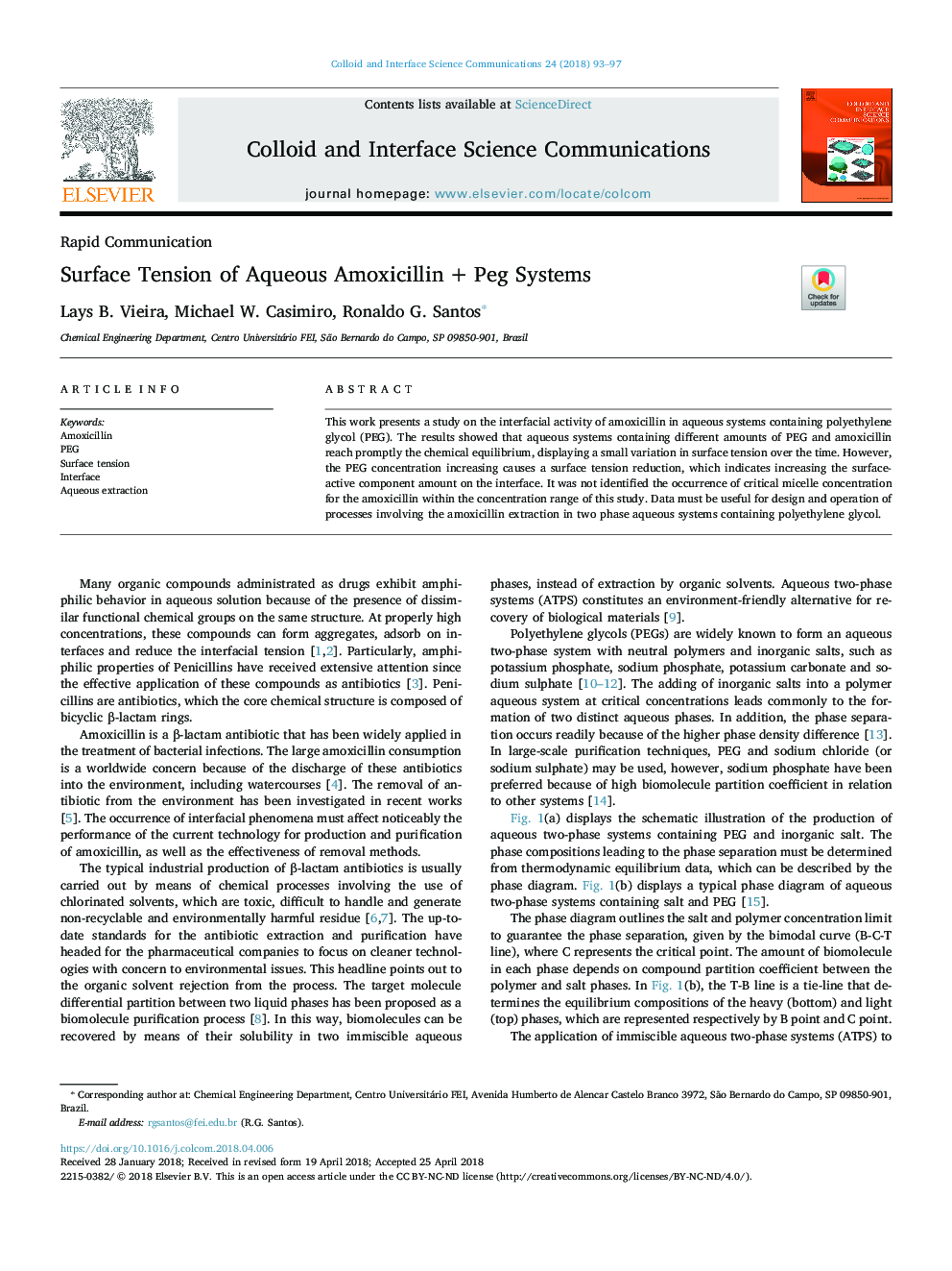 Surface Tension of Aqueous Amoxicillinâ¯+â¯Peg Systems